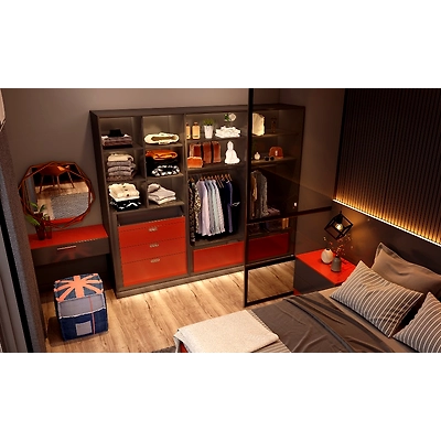A Bedroom With Study Corner And Open Closet-4
