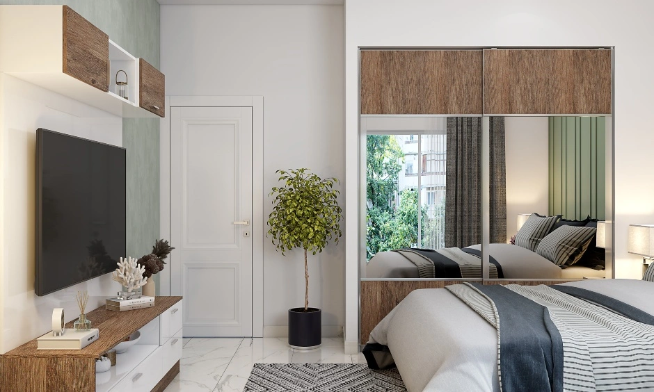 A Sophisticated Bedroom With A Sliding Door Wardrobe-7