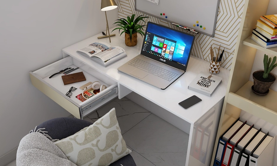 A Classy Bedroom With A Study Unit And A Statement Chandelier-4