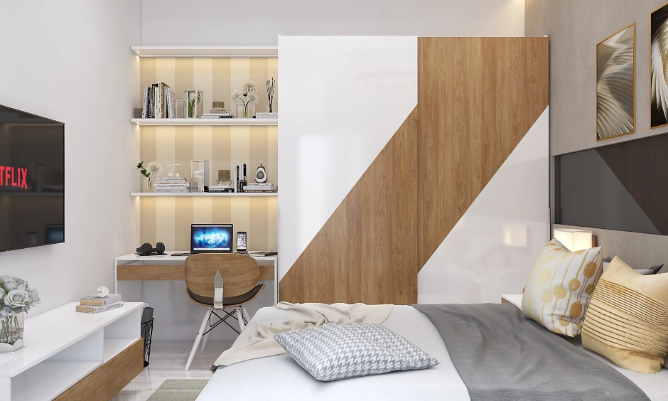 A Luxury Bedroom With A Wall-Mounted Study Unit-3