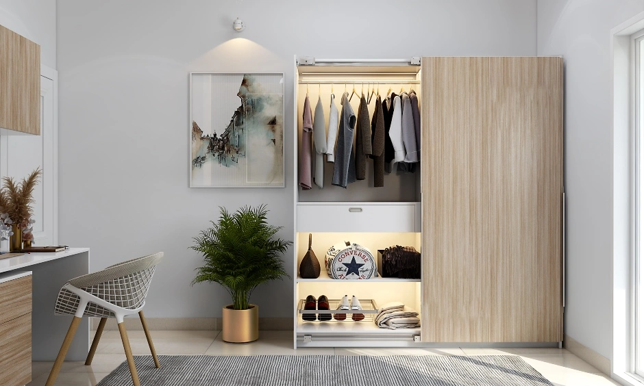 A Sleek Bedroom With A Modular Wardrobe And Study Unit-3