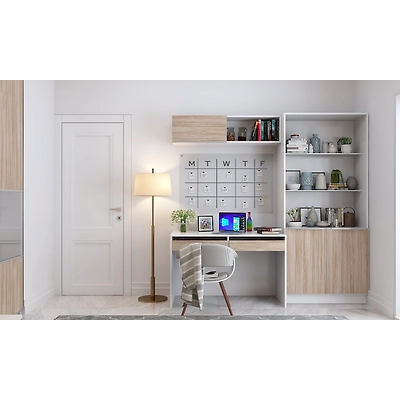 A Simple And Elegant Bedroom In Grey and Wood Laminate-2