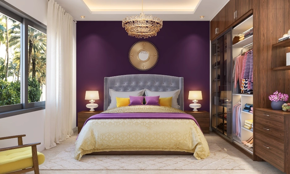 A Royal Bedroom Design With A Glass Front Wardrobe-1