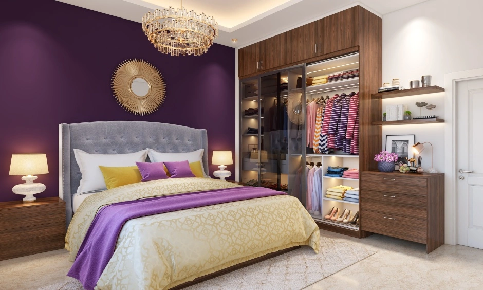 A Royal Bedroom Design With A Glass Front Wardrobe-3