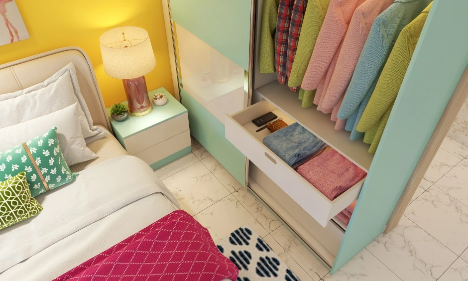 A Multicoloured Bedroom Design With A Modular Wardrobe-2