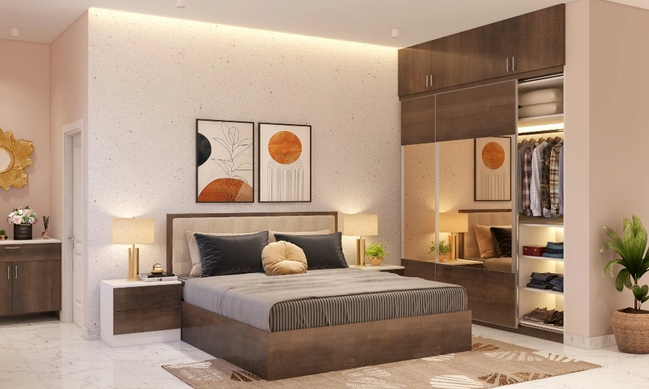 A Bedroom Design With A Glass Front Wardrobe-2