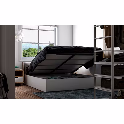 All White Bedroom With An Open Wardrobe Design-3