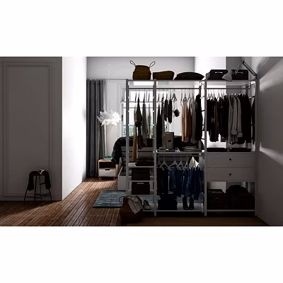 All White Bedroom With An Open Wardrobe Design-4
