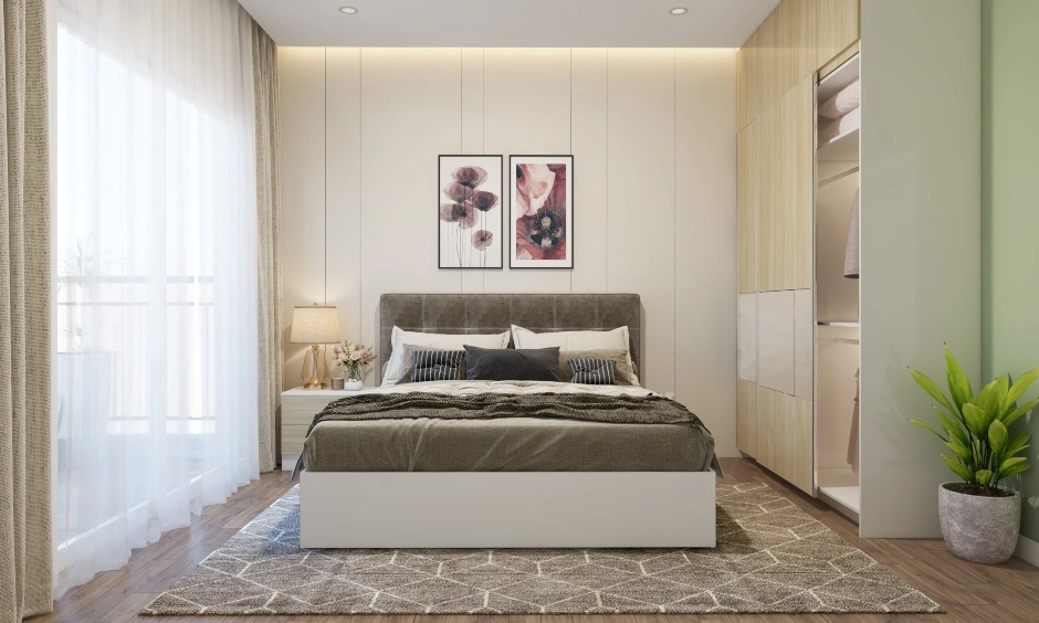 An Elegant Bedroom With A Sliding Door Wardrobe-3