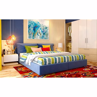 A Bedroom Design With A Textured Wall and Wooden Flooring-DC614