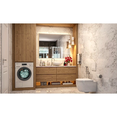 A Small Modern Organic Bathroom Design With Marble Tiles-DC623