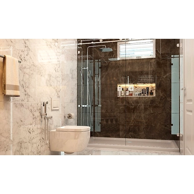 A Small Modern Organic Bathroom Design With Marble Tiles-1
