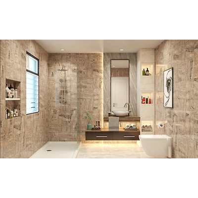 A Sleek Modern Bathroom Design With Marble And Vitrified Tiles-DC624