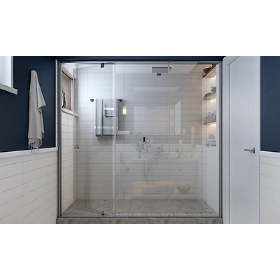 A Modern Classical Bathroom With A Blue Eggshell Wall Finish And Ceramic Tiles-1