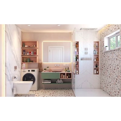 A Minimalistic Style Bathroom Design In A Pastel Colour Scheme-DC630