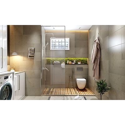 A Neutral Toned Modern Bathroom Design With Sleek Interiors-DC638