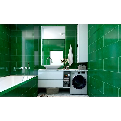 An Emerald Green Modern Bathroom Design With Marble Flooring-DC640