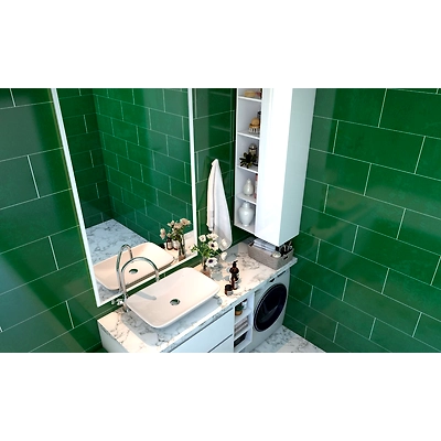 An Emerald Green Modern Bathroom Design With Marble Flooring-1