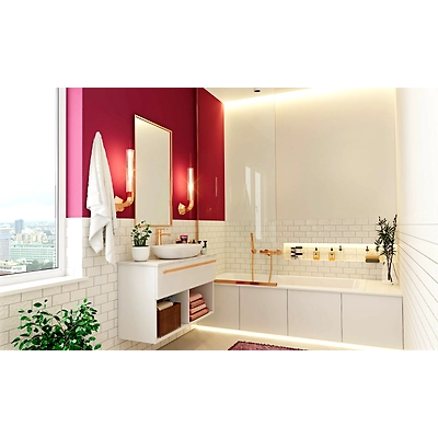 A White, Red And Gold Bathroom Design-DC645