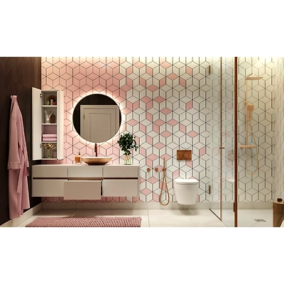 A Pink, White And Copper Bathroom Design-DC646