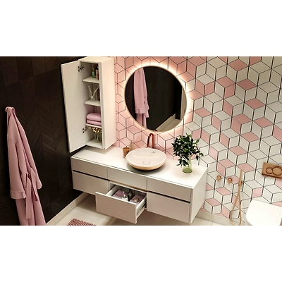 A Pink, White And Copper Bathroom Design-1