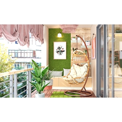 A Petit Balcony With A Turf Grass In The Wall And Floor-DC650