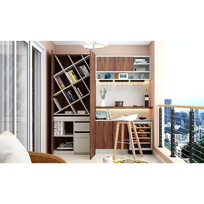 A Modern Balcony Design With A Study Nook And Hidden Storage-DC652