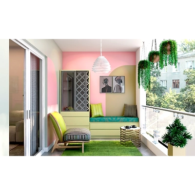 A Peppy Balcony With A Handsome Showcase-Cum-Wine Rack-DC656
