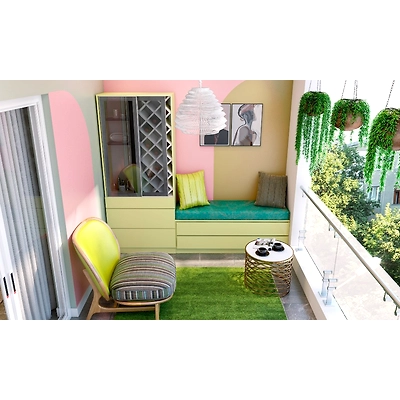 A Peppy Balcony With A Handsome Showcase-Cum-Wine Rack-1