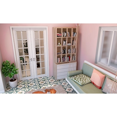 A Mauve And White Balcony With A Gorgeous Two-Seater Jhula-1