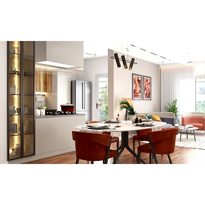 A Quaint 3BHK With Modern Space-Saving Furniture Pieces-4