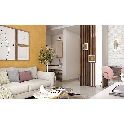 A Compact 1 BHK Home Design With A Mix Of Finishes And Textures-DC116