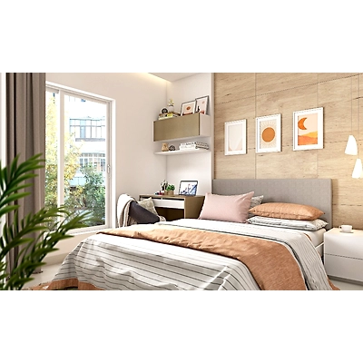 A Compact 1 BHK Home Design With A Mix Of Finishes And Textures-2