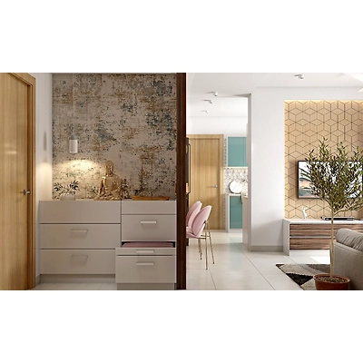 A Compact 1 BHK Home Design With A Mix Of Finishes And Textures-5