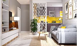 A Modern 1BHK Apartment Design With Elegant Interiors