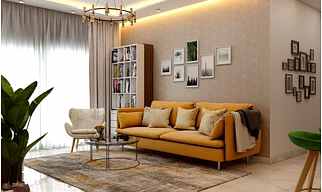 A Spacious 1 BHK Home Design With A Warm And Cosy Vibe