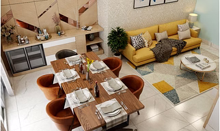 An Elegant 1BHK House Design In Neutral Tones