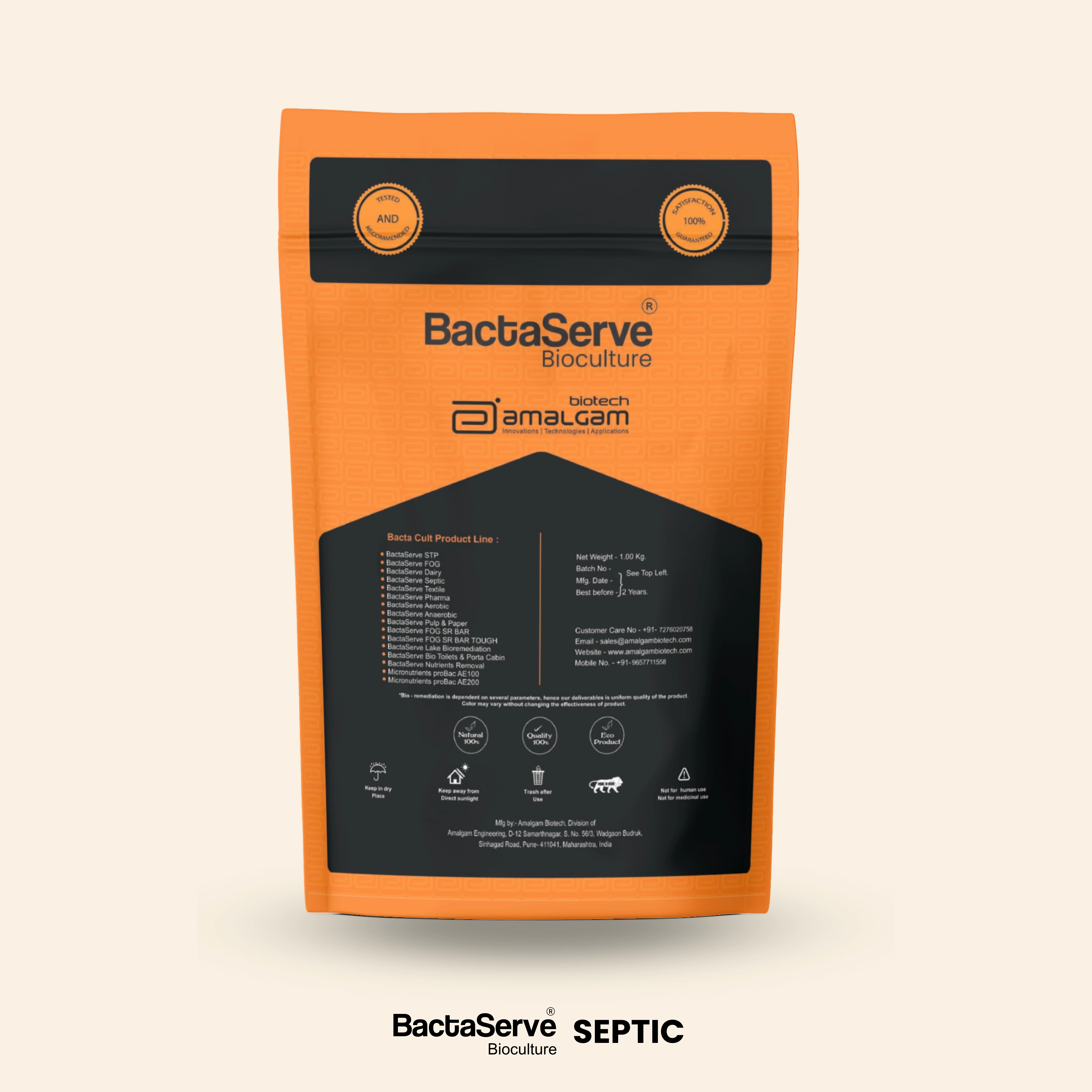 BactaServe Septic Tank Cleaner – Environment Friendly Bacteria (Household use, Hotels, Manufacturing Plant, Food &amp; Beverage Factory)-1