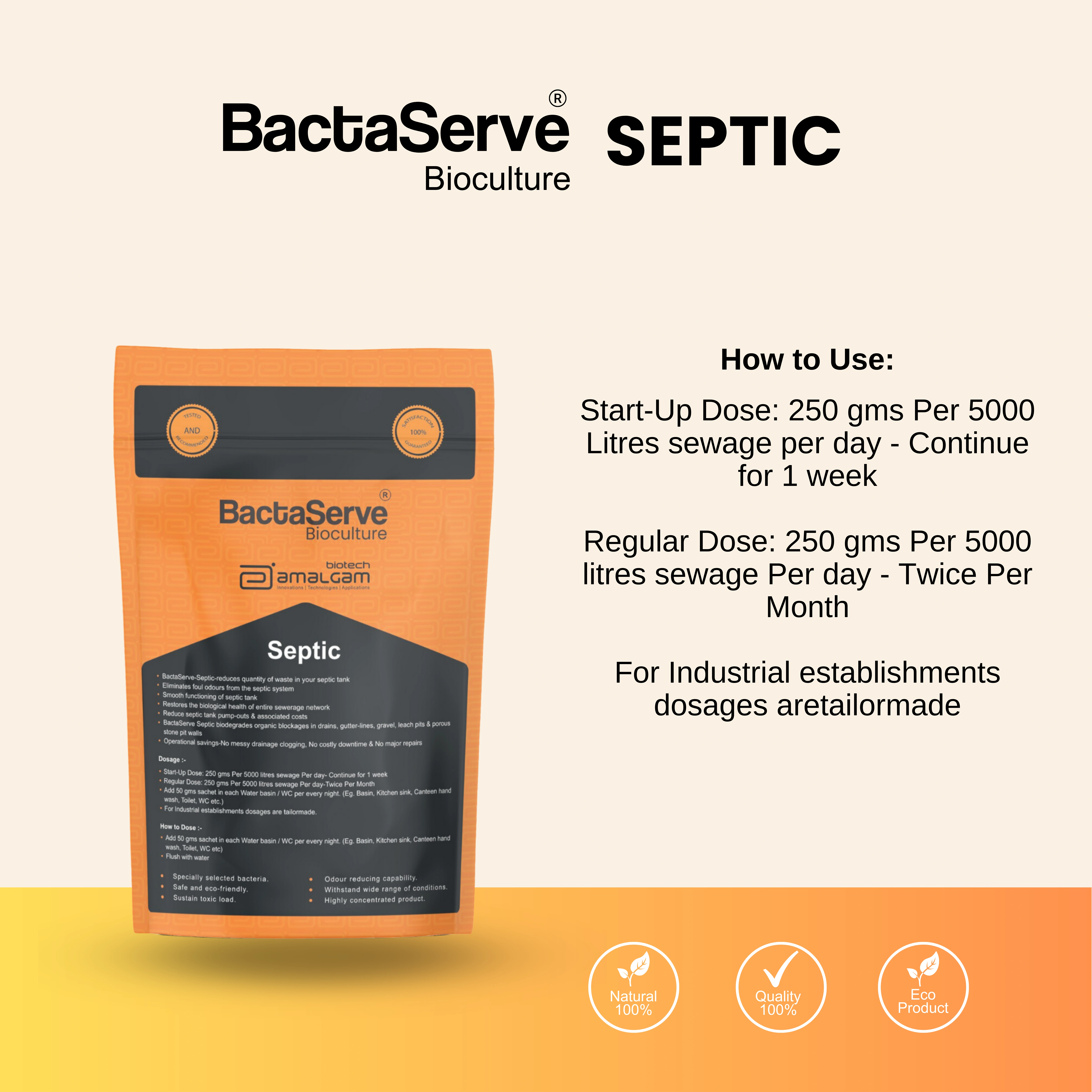 BactaServe Septic Tank Cleaner – Environment Friendly Bacteria (Household use, Hotels, Manufacturing Plant, Food &amp; Beverage Factory)-2