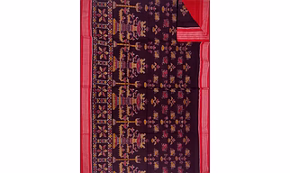 Sambalpuri Cotton Saree (Red & Black) By Koustuva Exports
