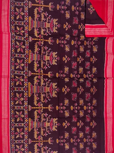 Sambalpuri Cotton Saree (Red & Black) By Koustuva Exports