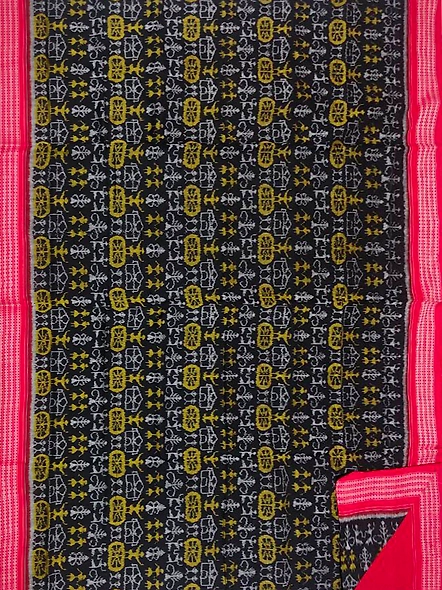 Sambalpuri Cotton Saree (Red & Black) By Koustuva Exports