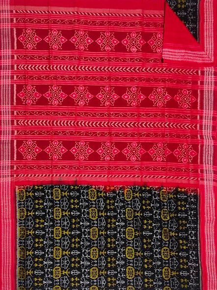 Sambalpuri Cotton Saree (Red &amp; Black) By Koustuva Exports