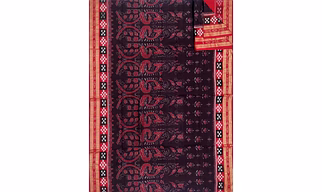 Sambalpuri Cotton Saree (Black & Red)