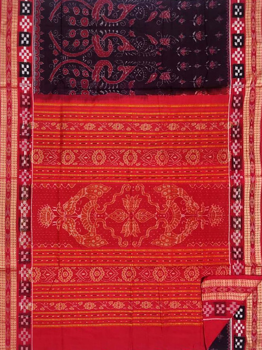 Sambalpuri Cotton Saree (Black & Red) By Koustuva Exports image 1