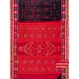 Sambalpuri Cotton Saree (Black & Red) By Koustuva Exports