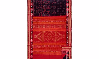 Sambalpuri Cotton Saree (Black & Red) By Koustuva Exports