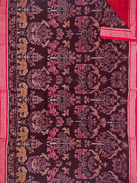 Sambalpuri Cotton Saree (Purple & Red) By Koustuva Exports