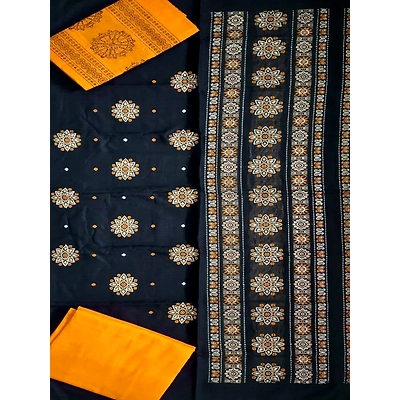 Sambalpuri Ladies Dress Piece (Black & Yellow) By Koustuva Exports