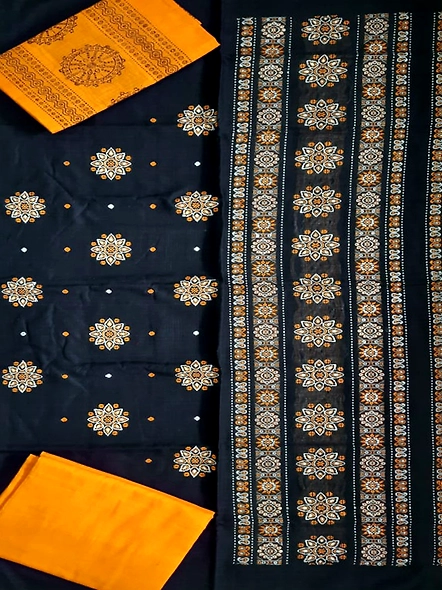 Sambalpuri Ladies Dress Piece (Black & Yellow) By Koustuva Exports